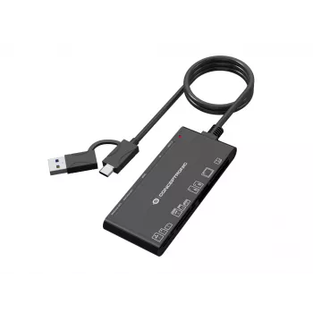 7-in-1 Kartenleser CONCEPTRONIC BIAN10B — USB 3.2 Gen 1 Typ-A/Typ-C, CF/MMC/MS/SD/MicroSD/xD, Schwarz