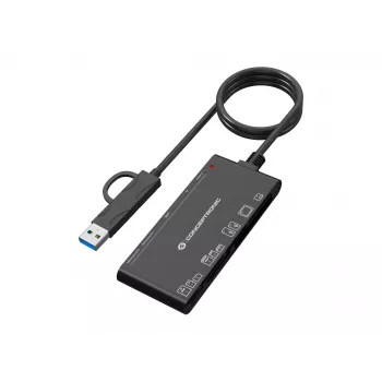 7-in-1 Kartenleser CONCEPTRONIC BIAN10B — USB 3.2 Gen 1 Typ-A/Typ-C, CF/MMC/MS/SD/MicroSD/xD, Schwarz