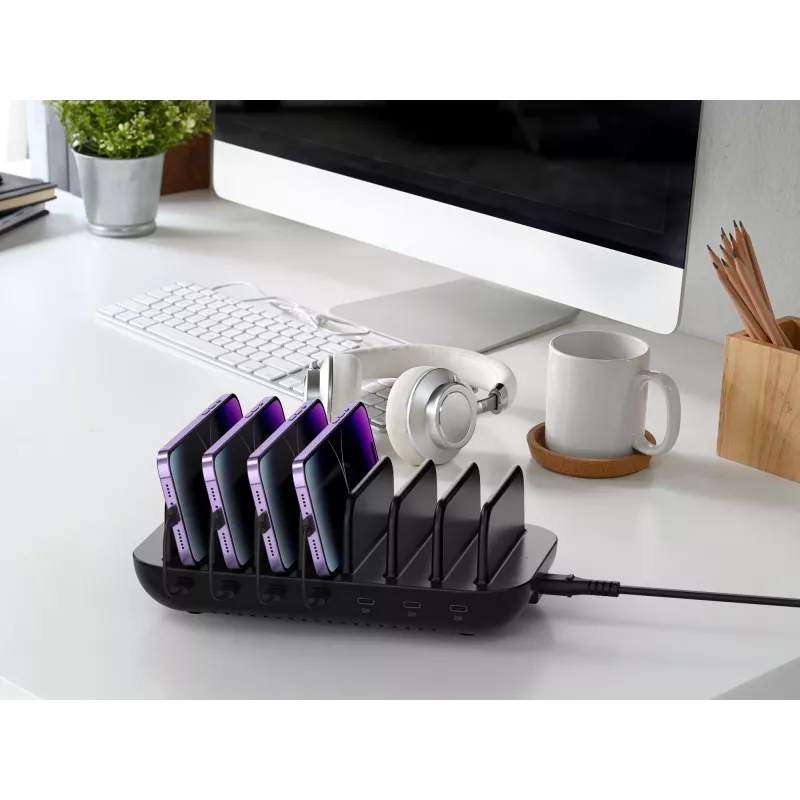 Conceptronic OZUL07B 160W 7-Port USB PD Ladestation, USB-C x 7, PD 3.0