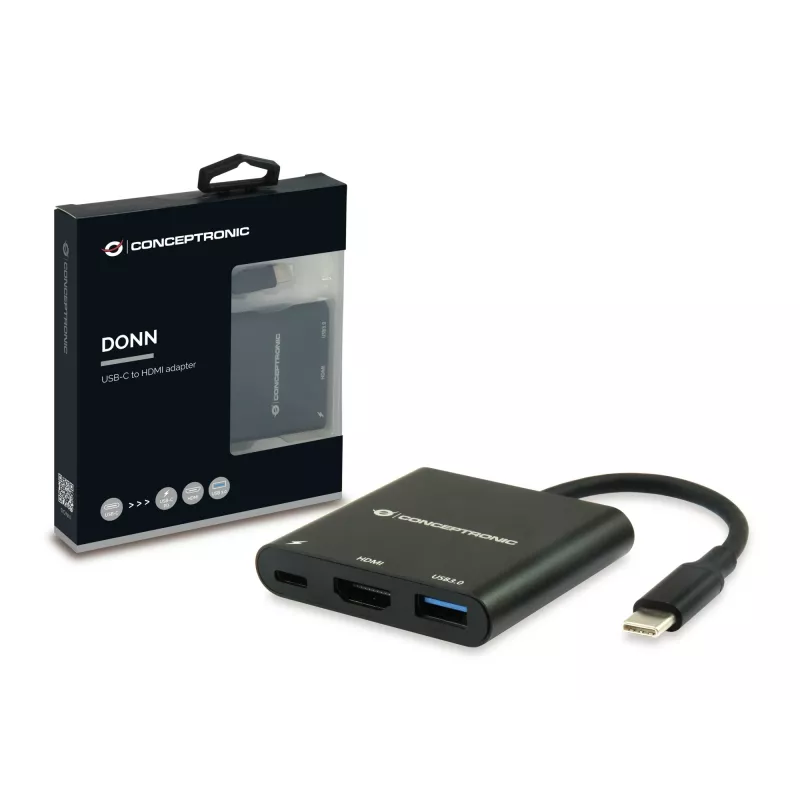 Conceptronic DONN01B Laptop-Dock/Port-Replikator USB 3.2 Gen 1 (3.1 Gen 1) Typ-C Schwarz