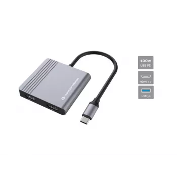 Conceptronic DONN13G Laptop-Dock/Port-Replikator Kabelgebunden USB 3.2 Gen 1 (3.1 Gen 1) Type-C Grau
