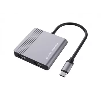 Conceptronic DONN13G Laptop-Dock/Port-Replikator Kabelgebunden USB 3.2 Gen 1 (3.1 Gen 1) Type-C Grau