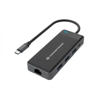Conceptronic DONN14G Laptop-Dock/Port-Replikator Kabelgebunden USB 3.2 Gen 1 (3.1 Gen 1) Type-C Grau