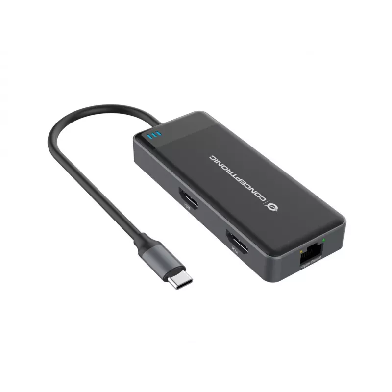Conceptronic DONN14G Laptop-Dock/Port-Replikator Kabelgebunden USB 3.2 Gen 1 (3.1 Gen 1) Type-C Grau
