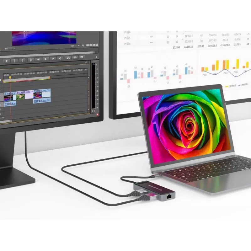Conceptronic DONN14G Laptop-Dock/Port-Replikator Kabelgebunden USB 3.2 Gen 1 (3.1 Gen 1) Type-C Grau