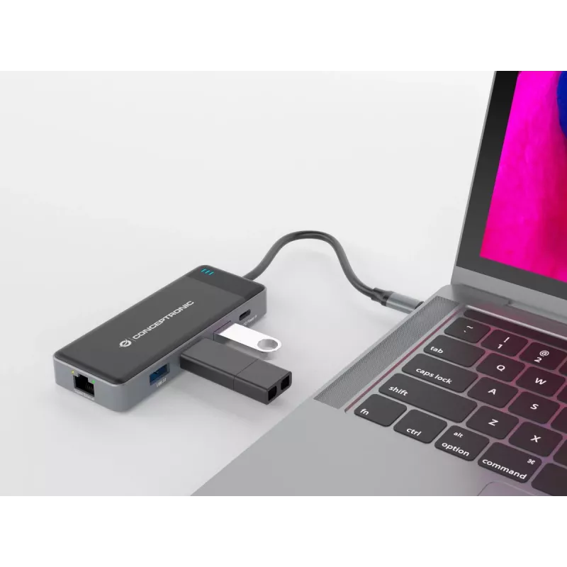 Conceptronic DONN14G Laptop-Dock/Port-Replikator Kabelgebunden USB 3.2 Gen 1 (3.1 Gen 1) Type-C Grau