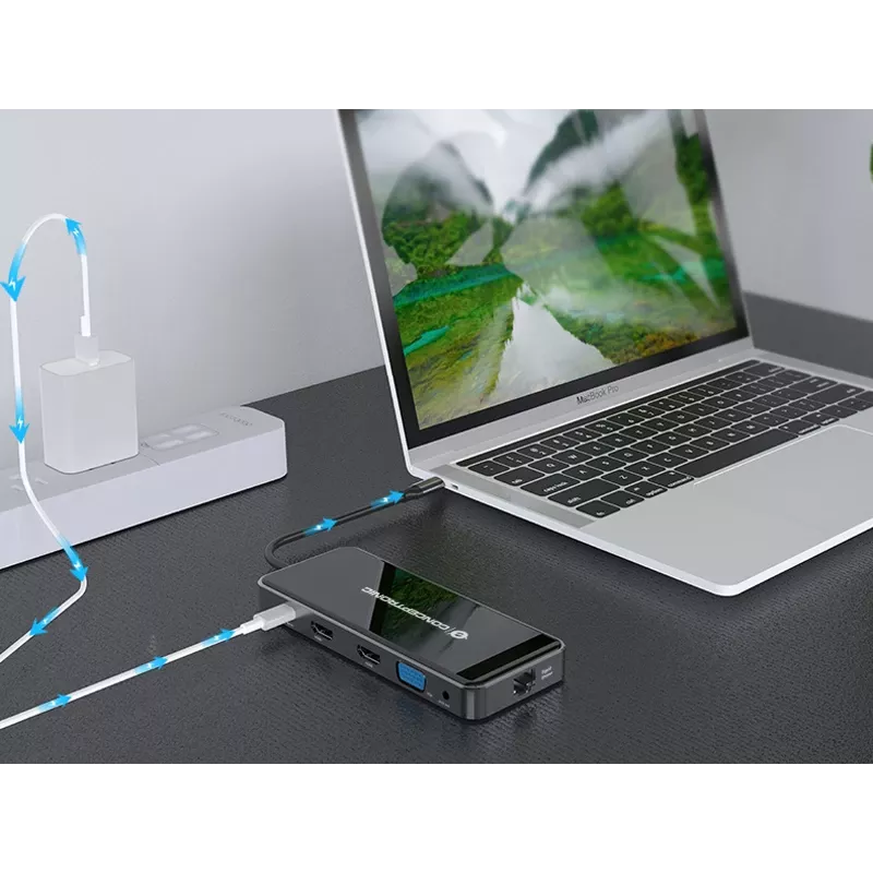 Conceptronic DONN14G Laptop-Dock/Port-Replikator Kabelgebunden USB 3.2 Gen 1 (3.1 Gen 1) Type-C Grau
