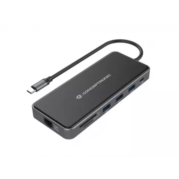 Conceptronic DONN15G Laptop-Dock/Port-Replikator Kabelgebunden USB 3.2 Gen 1 (3.1 Gen 1) Typ-C Grau