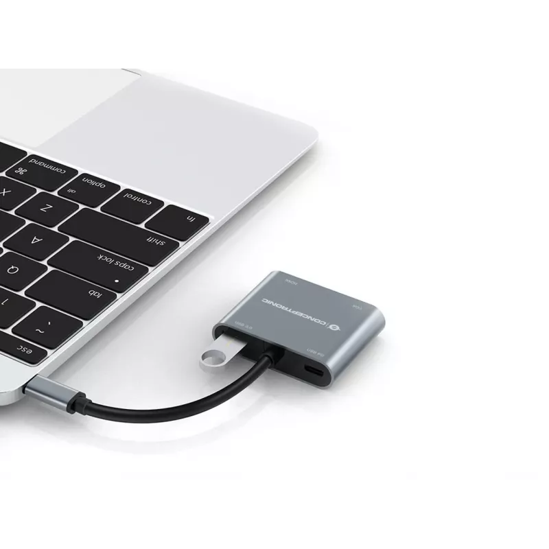 Conceptronic DONN16G Kabelgebunden USB 3.2 Gen 1 Typ-C Grau 100W 4K Ultra HD