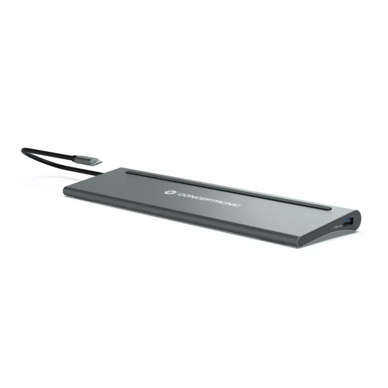 Conceptronic DONN17G Laptop-Dockingstation/Port-Replikator Kabelgebunden USB 3.2 Gen 1 (3.1 Gen 1) Type-C Grau