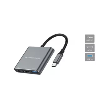 Conceptronic DONN18G 3-in-1 USB 3.2 Gen 1 Docking-Station, HDMI, USB 3.0, 100W USB PD