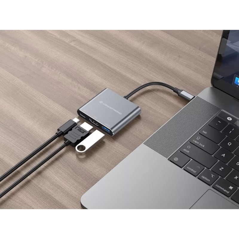 Conceptronic DONN18G 3-in-1 USB 3.2 Gen 1 Docking-Station, HDMI, USB 3.0, 100W USB PD