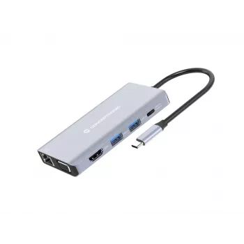 Conceptronic DONN20G 10-in-1 USB 3.2 Gen 1 Dockingstation, HDMI, VGA, USB-A 3.0 x 3, SD, TF/MicroSD, Audio, GbE LAN, 100W USB PD