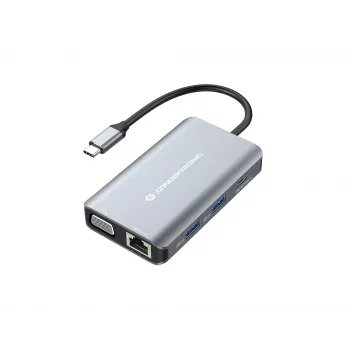 Conceptronic DONN21G Laptop-Dockingstation/Port-Replikator Kabelgebunden USB 3.2 Gen 1 (3.1 Gen 1) Typ-C Grau
