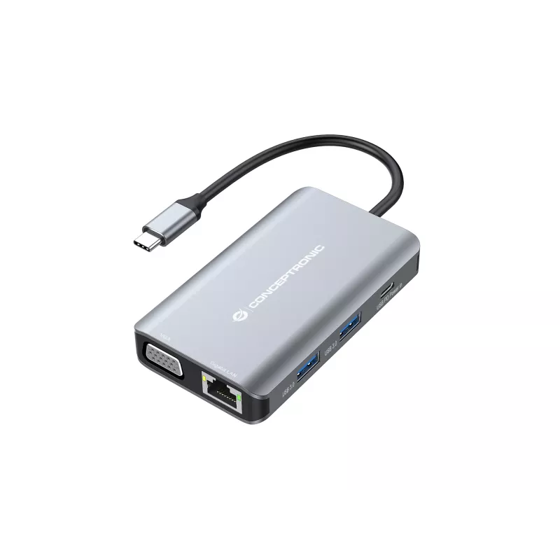 Conceptronic DONN21G Laptop-Dockingstation/Port-Replikator Kabelgebunden USB 3.2 Gen 1 (3.1 Gen 1) Typ-C Grau