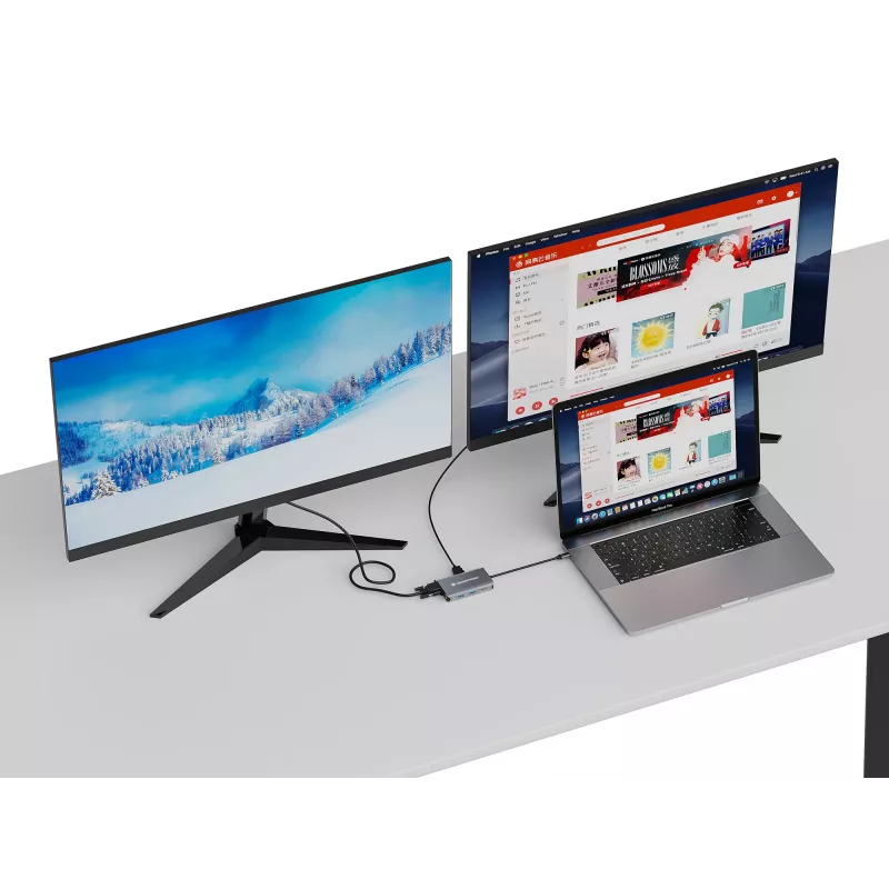 Conceptronic DONN21G Laptop-Dockingstation/Port-Replikator Kabelgebunden USB 3.2 Gen 1 (3.1 Gen 1) Typ-C Grau