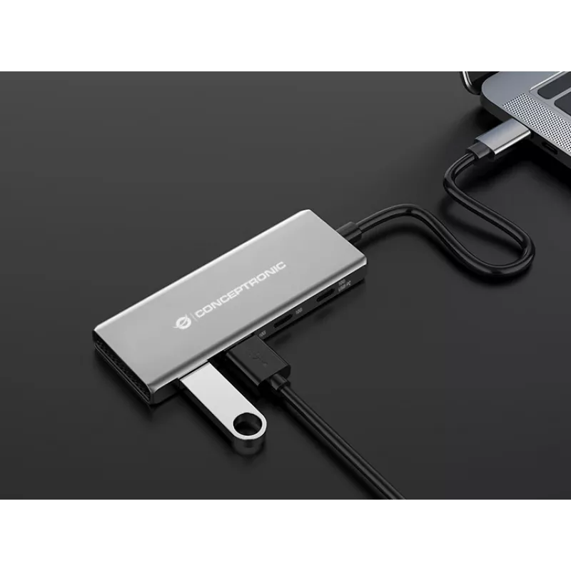Conceptronic HUBBIES15G Schnittstellen-Hub USB 3.2 Gen 2 (3.1 Gen 2) Type-C 10000 Mbit/s Grau