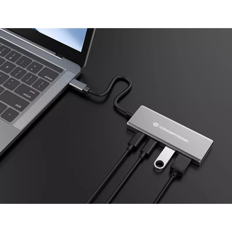 Conceptronic HUBBIES15G Schnittstellen-Hub USB 3.2 Gen 2 (3.1 Gen 2) Type-C 10000 Mbit/s Grau