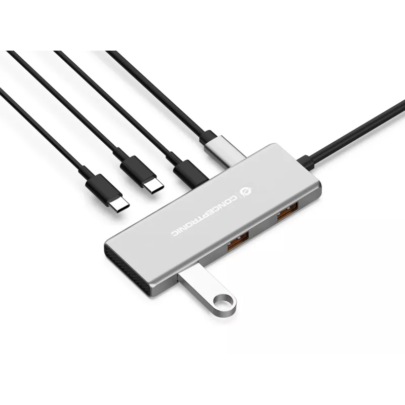 Conceptronic HUBBIES17G Schnittstellen-Hub USB 3.2 Gen 2 (3.1 Gen 2) Type-C 10000 Mbit/s Grau