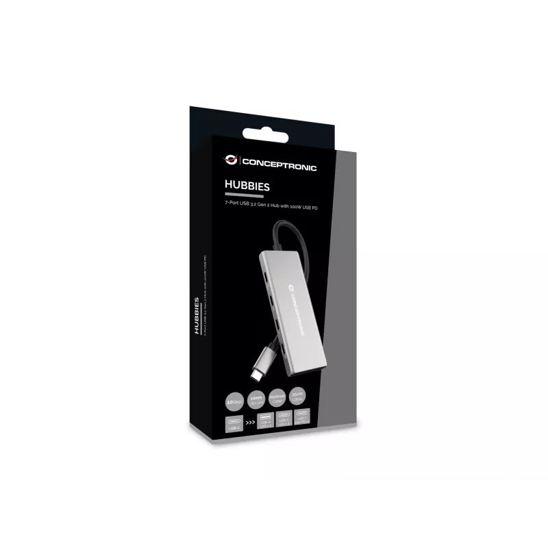 Conceptronic HUBBIES17G Schnittstellen-Hub USB 3.2 Gen 2 (3.1 Gen 2) Type-C 10000 Mbit/s Grau
