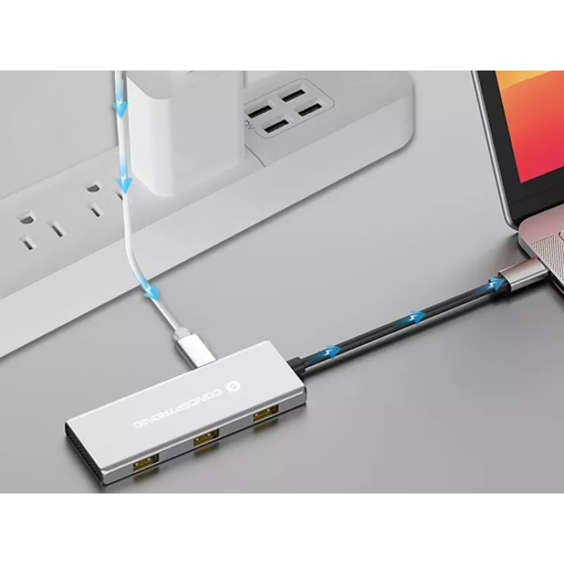 Conceptronic HUBBIES17G Schnittstellen-Hub USB 3.2 Gen 2 (3.1 Gen 2) Type-C 10000 Mbit/s Grau