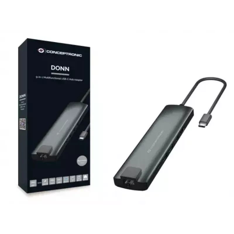 Conceptronic DONN 9-in-1 Multifunctional USB Hub Adapter