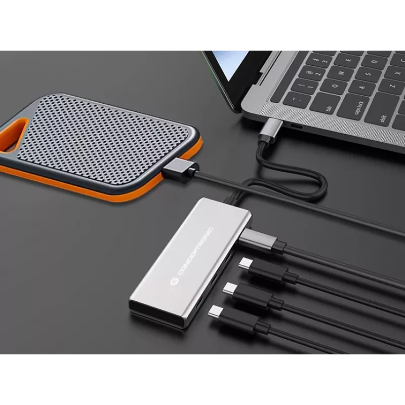 Conceptronic HUBBIES16G Schnittstellen-Hub USB 3.2 Gen 2 (3.1 Gen 2) Type-C 10000 Mbit/s Grau
