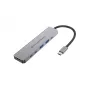 6-in-1 USB 3.2 Gen 1 Dockingstation CONCEPTRONIC DONN33G HDMI, 2×USB-A 5Gbps, 2×USB-C 5Gbps, 100W USB PD, Silber