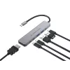 6-in-1 USB 3.2 Gen 1 Dockingstation CONCEPTRONIC DONN33G HDMI, 2×USB-A 5Gbps, 2×USB-C 5Gbps, 100W USB PD, Silber