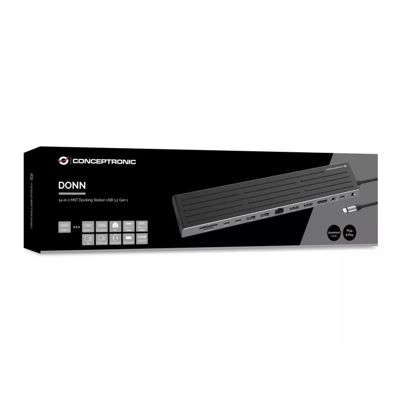 Dockingstation Conceptronic DONN32B 14-in-1 USB 3.2 Gen 1 HDMI DP