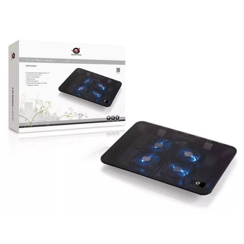 Conceptronic THANA Notebook-Kühlpad, Für Bildschirme bis 39,6 cm (15,6 Zoll), 4 Lüfter
