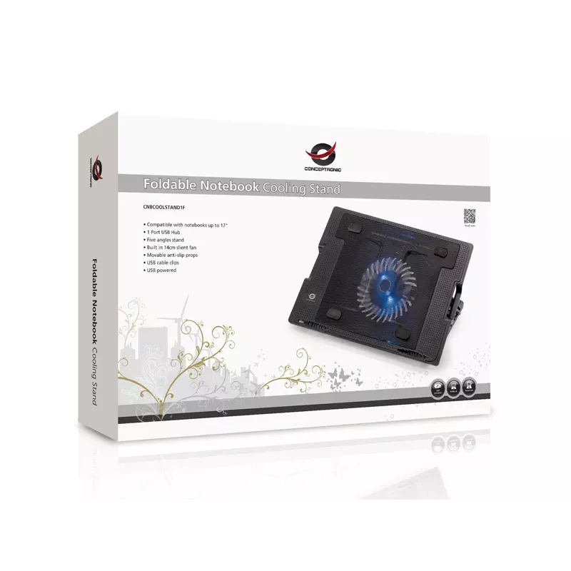 Conceptronic THANA Notebook-Kühlunterlage, geeignet für bis zu 17 Zoll, 1 Lüfter