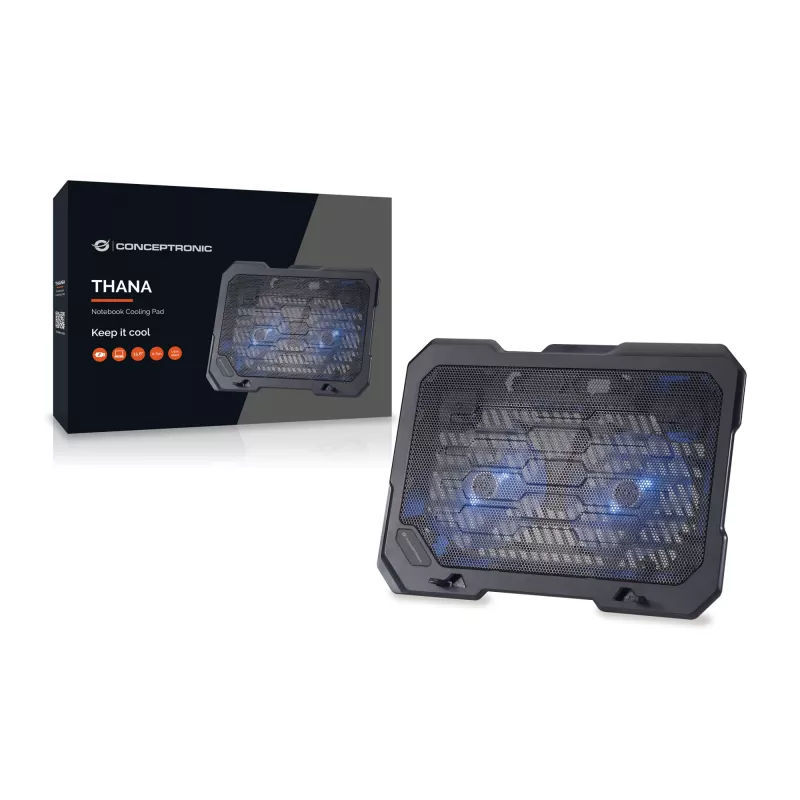 Conceptronic THANA Notebook-Kühlpad, Passend bis zu 15,6 Zoll, 2 Lüfter
