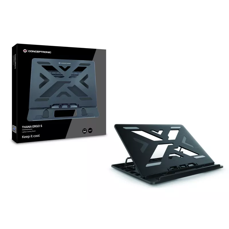 Conceptronic ERGO Laptop-Kühlständer Laptop-Ständer Schwarz 39,6 cm (15,6 Zoll)
