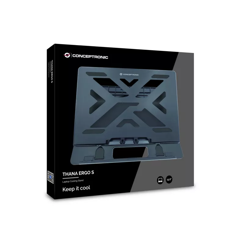 Conceptronic ERGO Laptop-Kühlständer Laptop-Ständer Schwarz 39,6 cm (15,6 Zoll)