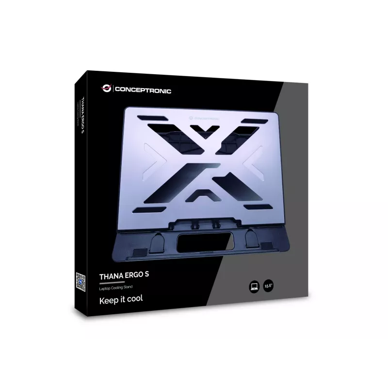 Conceptronic THANA ERGO S, Laptop-Kühlständer Laptop-Ständer Grau 39,6 cm (15,6 Zoll)