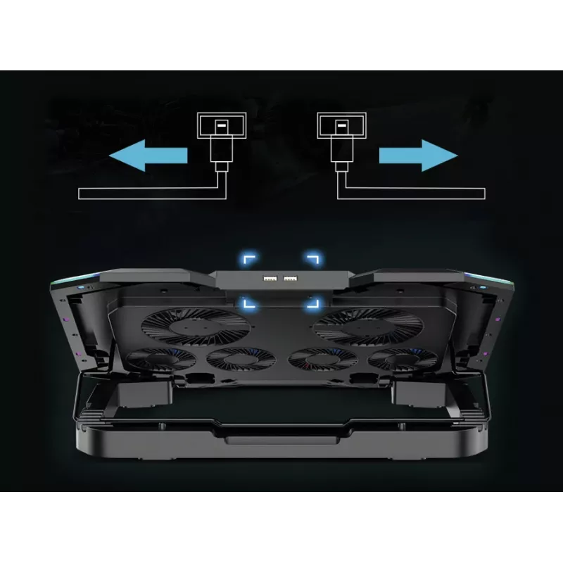Conceptronic THYIA ERGO Gaming-Laptop-Kühlständer mit 6 Lüftern, 43,2 cm (17 Zoll), 6 Stück, Tasten, Grau, Blau, Grün, Rot, China