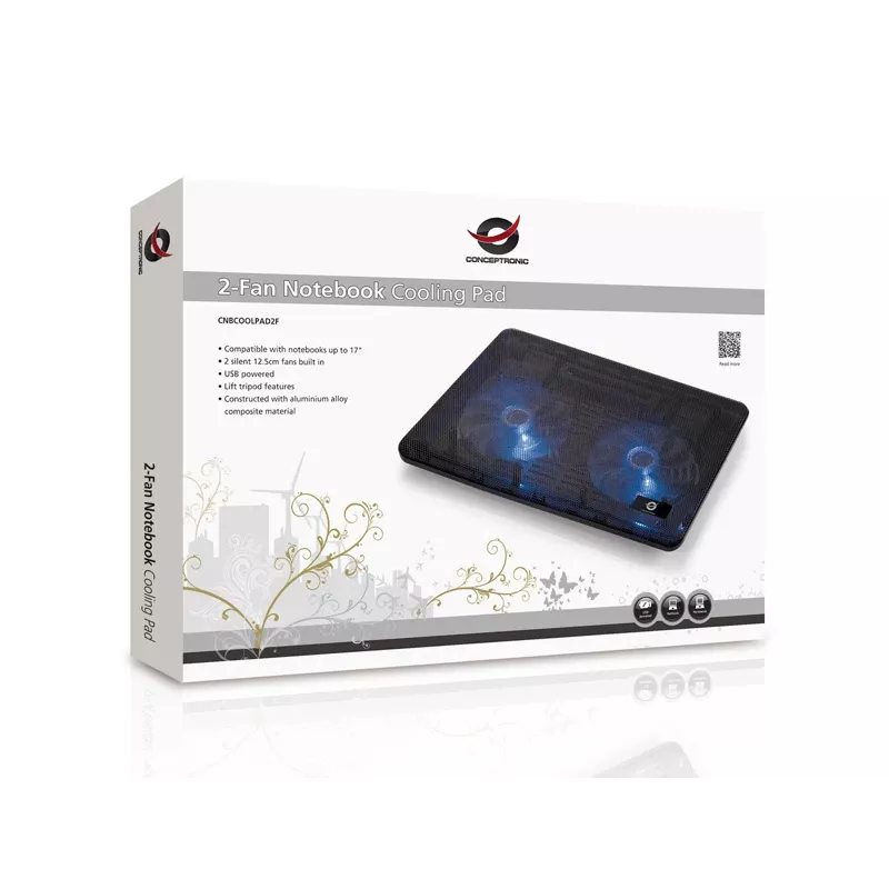Conceptronic THANA Notebook-Kühlpad, passend für bis zu 15,6 Zoll, 2 Lüfter