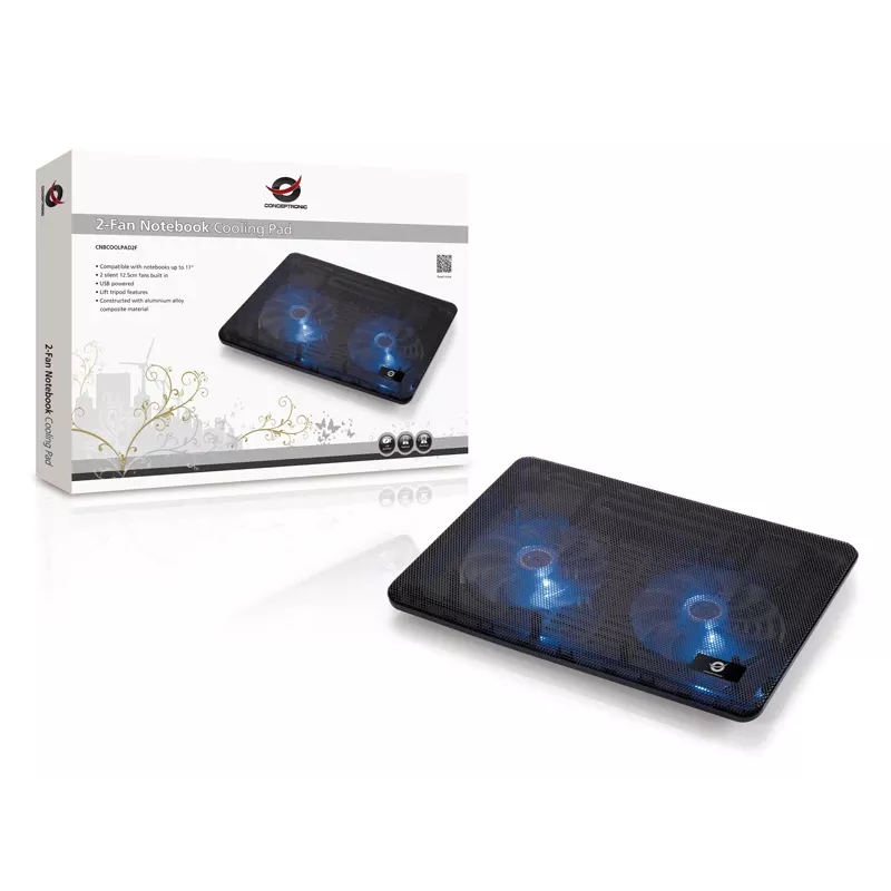 Conceptronic THANA Notebook-Kühlpad, passend für bis zu 15,6 Zoll, 2 Lüfter