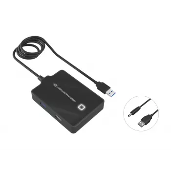 Conceptronic HUBBIES 4-Port USB 3.0/2.0 Hub, 90 cm Kabel, USB 3.2 Gen 1 (3.1 Gen 1) Typ-A, Schwarz, USB 2.0, USB 3.2 Gen 1 (3.1 Gen 1) Typ-A, China, 87 mm, 55 mm