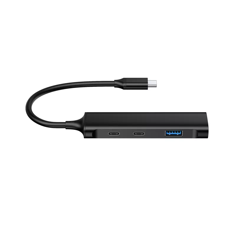 Conceptronic HUBBIES 4-Port USB 3.0 Hub, 2 USB-C- und 2 USB-A-Anschlüsse, Aluminiumgehäuse, USB-C-Stecker