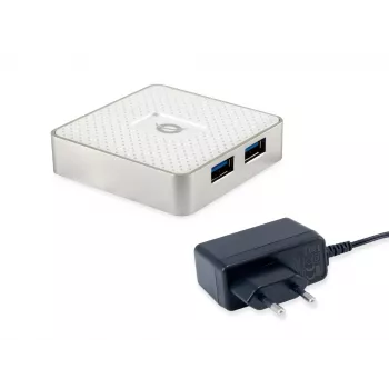 Conceptronic HUBBIES03W Schnittstellen-Hub USB 3.2 Gen 1 (3.1 Gen 1) Micro-B 5000 Mbit/s Weiß