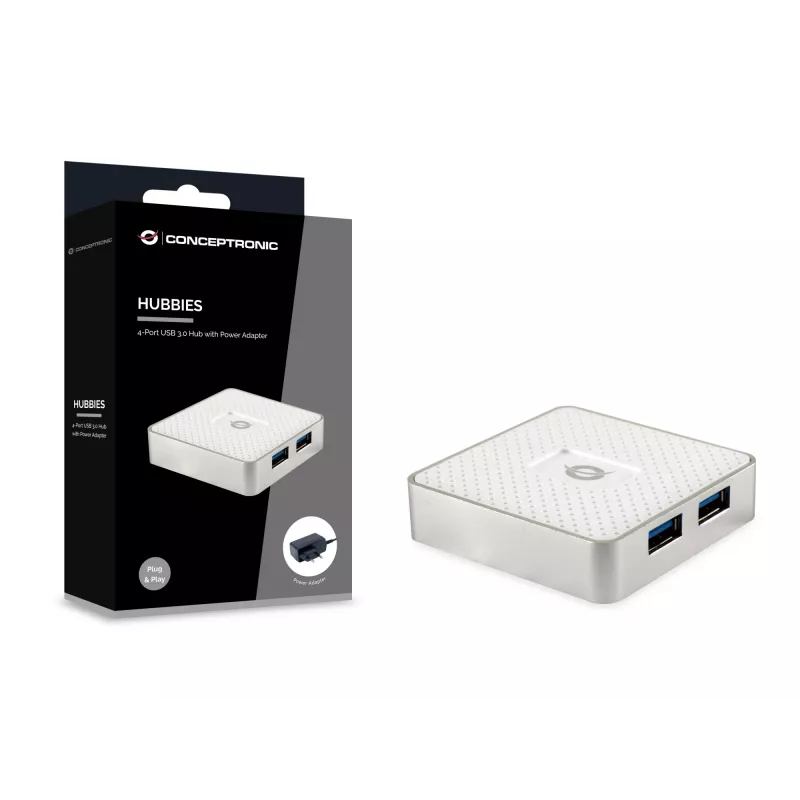 Conceptronic HUBBIES03W Schnittstellen-Hub USB 3.2 Gen 1 (3.1 Gen 1) Micro-B 5000 Mbit/s Weiß