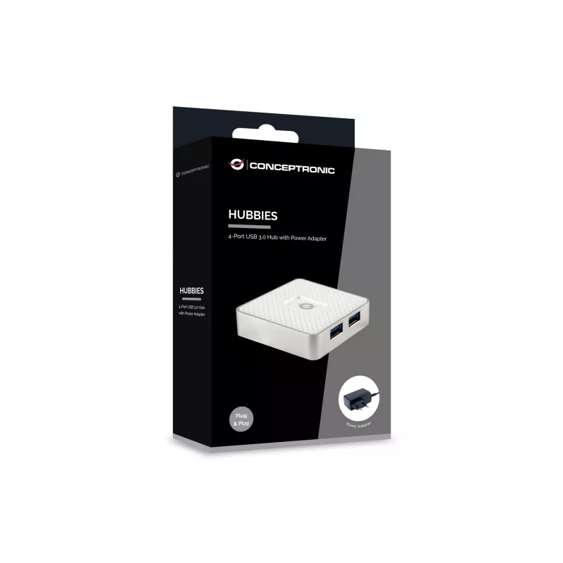 Conceptronic HUBBIES03W Schnittstellen-Hub USB 3.2 Gen 1 (3.1 Gen 1) Micro-B 5000 Mbit/s Weiß
