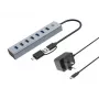 Conceptronic HUBBIES21GP 7-Port USB 3.0 Hub mit Netzteil, 5 Gbit/s, USB-A x 7