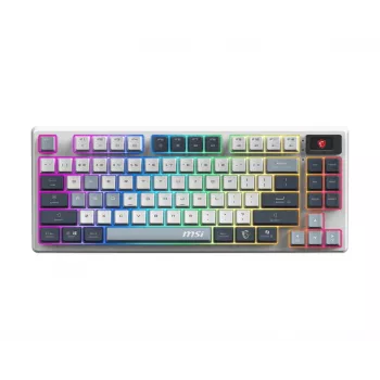 Tastatur MSI FORGE GK600 TKL WIRELESS SKY — Tenkeyless mechanisch, USB + Bluetooth, QWERTY UK Englisch, RGB, Blau/Weiß