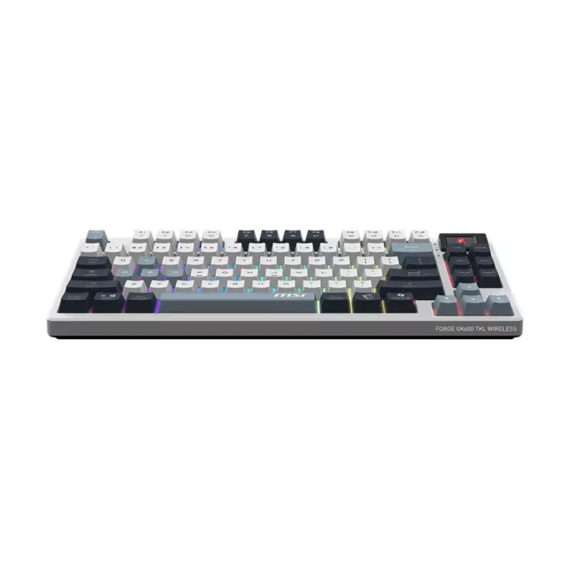 Tastatur MSI FORGE GK600 TKL WIRELESS SKY — Tenkeyless mechanisch, USB + Bluetooth, QWERTY UK Englisch, RGB, Blau/Weiß