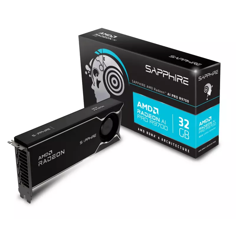 Grafikkarte Sapphire Radeon AI PRO R9700 — 32 GB GDDR6, 256-bit, PCIe 5.0, aktive Kühlung (1 Lüfter)