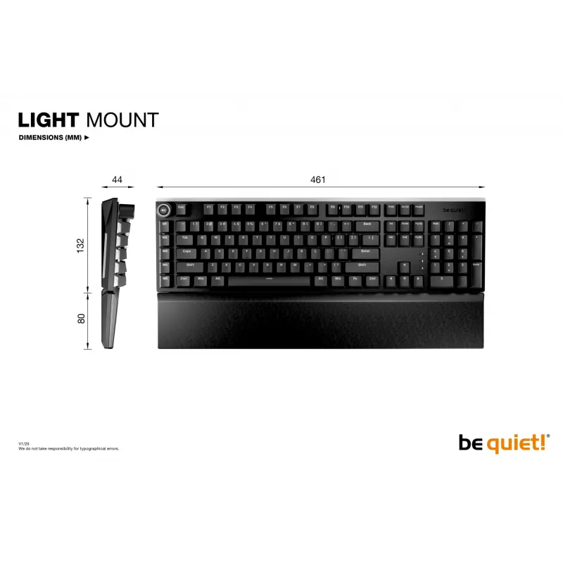 be quiet! Light Mount Silent Linear DE ISO Tastatur Gaming USB QWERTZ Deutsch Schwarz