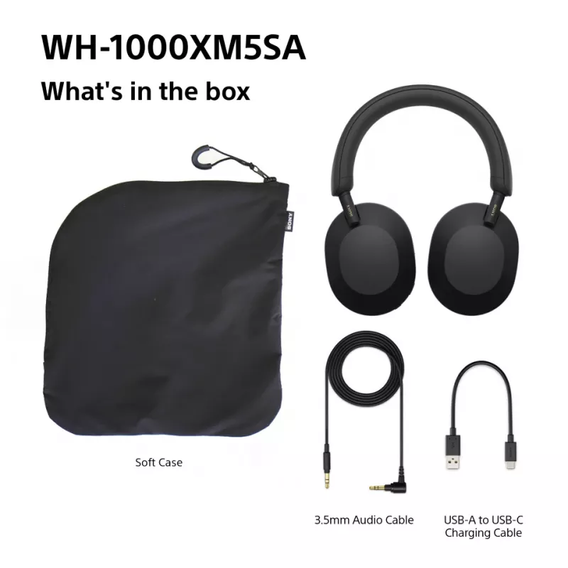 Sony WH-1000XM5SA Headset Kabelgebunden & Kabellos Kopfband Musik USB Typ-C Bluetooth Schwarz